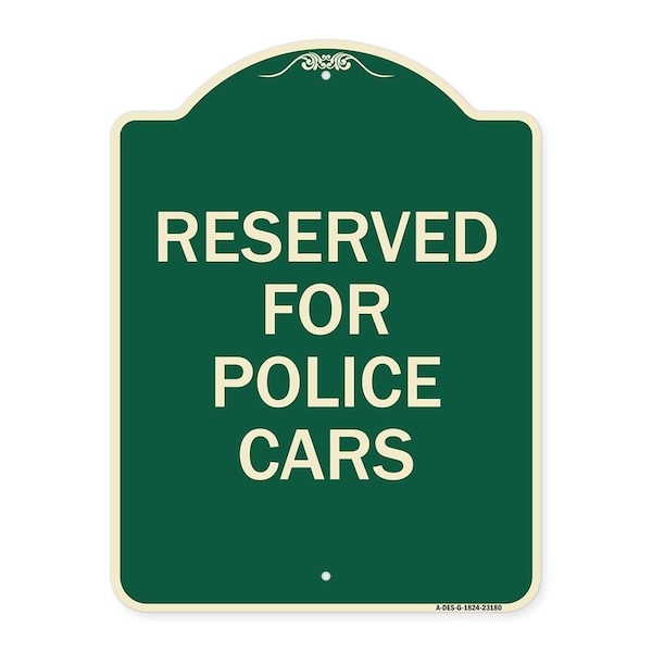 Reserved for Police Cars Heavy-Gauge Aluminum Architectural Sign, 24" x 18", G-1824-23180